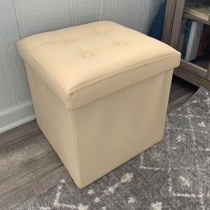 New! Faux leather ottoman/storage cube, cream
